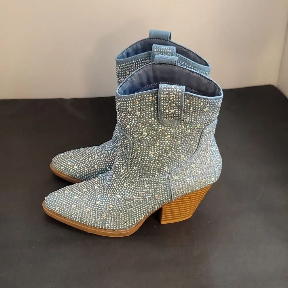 BRAND NEW FOREVER RIVER RHINESTONE WESTERN BOOTIES - Picture 8 of 15